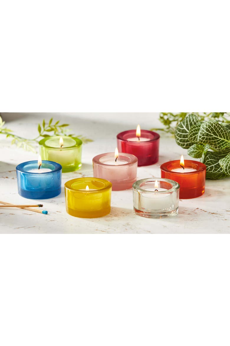 Chunky Yellow Glass Tealight Holder for Everyday Use, Alternate, color, Yellow