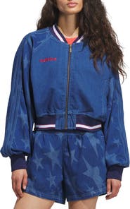 adidas Originals SST Denim Graphic Varsity Bomber Jacket