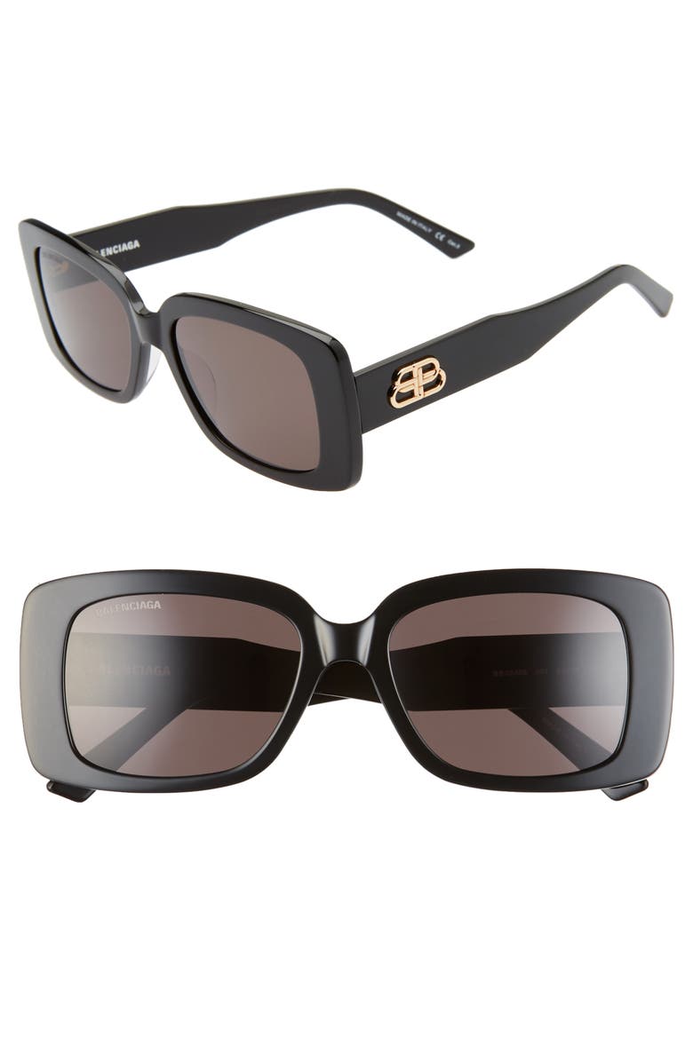 Balenciaga 52mm Rectangle Sunglasses, Alternate, color, 