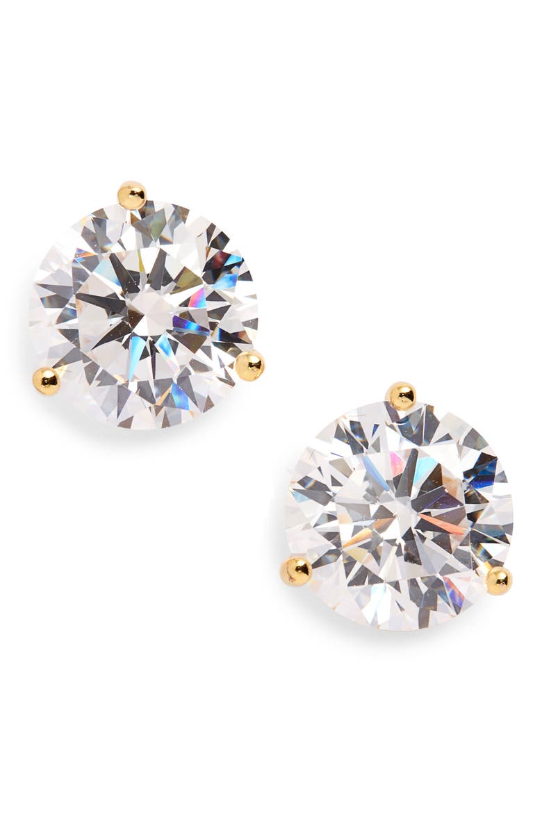Cubic Zirconia Stud Earrings - 8.0ct., Main, color, GOLD