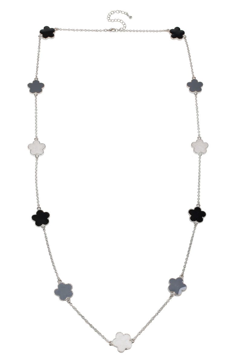 JARDIN Tri-Tone Clover Station Chain Long Necklace, Main, color, 