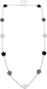 JARDIN Tri-Tone Clover Station Chain Long Necklace