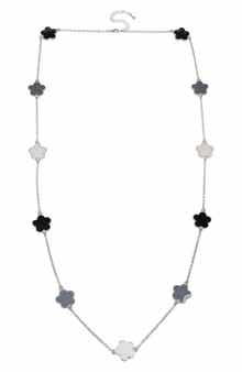 JARDIN Tri-Tone Clover Station Chain Long Necklace