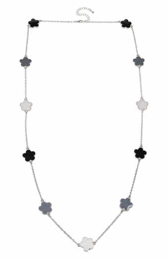Tri-Tone Clover Station Chain Long Necklace (Nordstrom Exclusive)