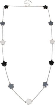 JARDIN Tri-Tone Clover Station Chain Long Necklace