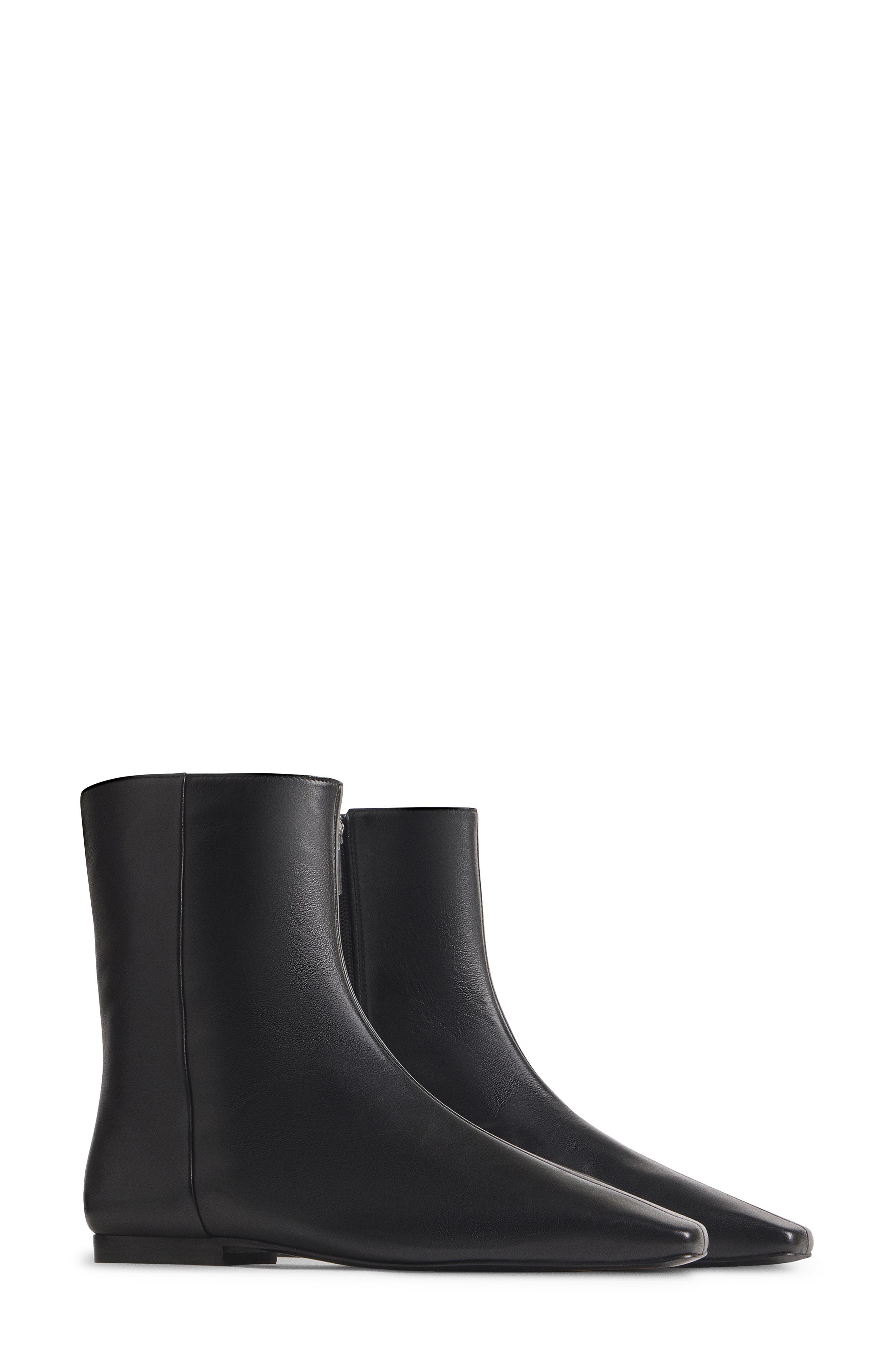 Remy Leather Flat Ankle Bootie, Main, color, BLACK LEATHER