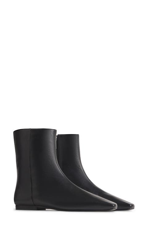Remy Leather Flat Ankle Bootie