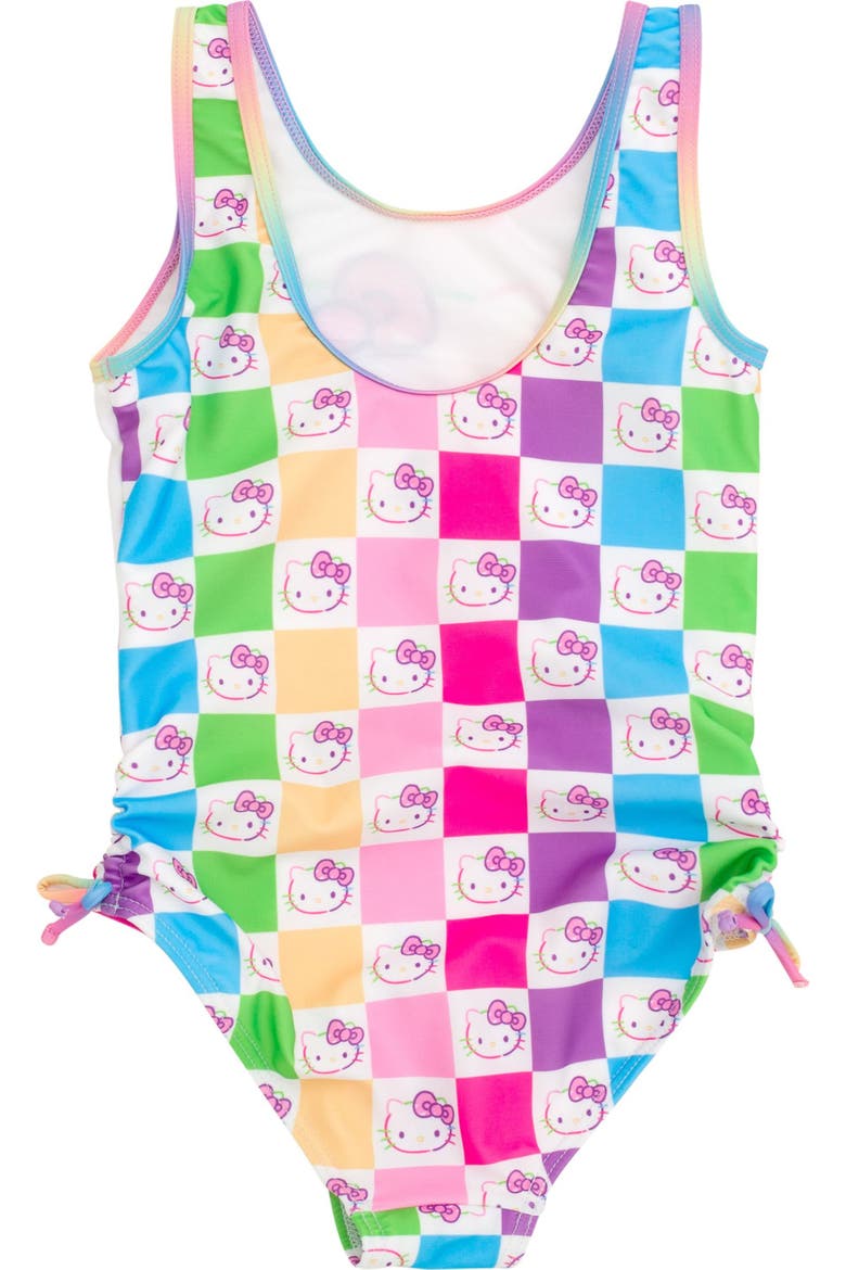 Sleeveless One Piece Bathing Suit, Alternate, color, Hello Kitty Checker