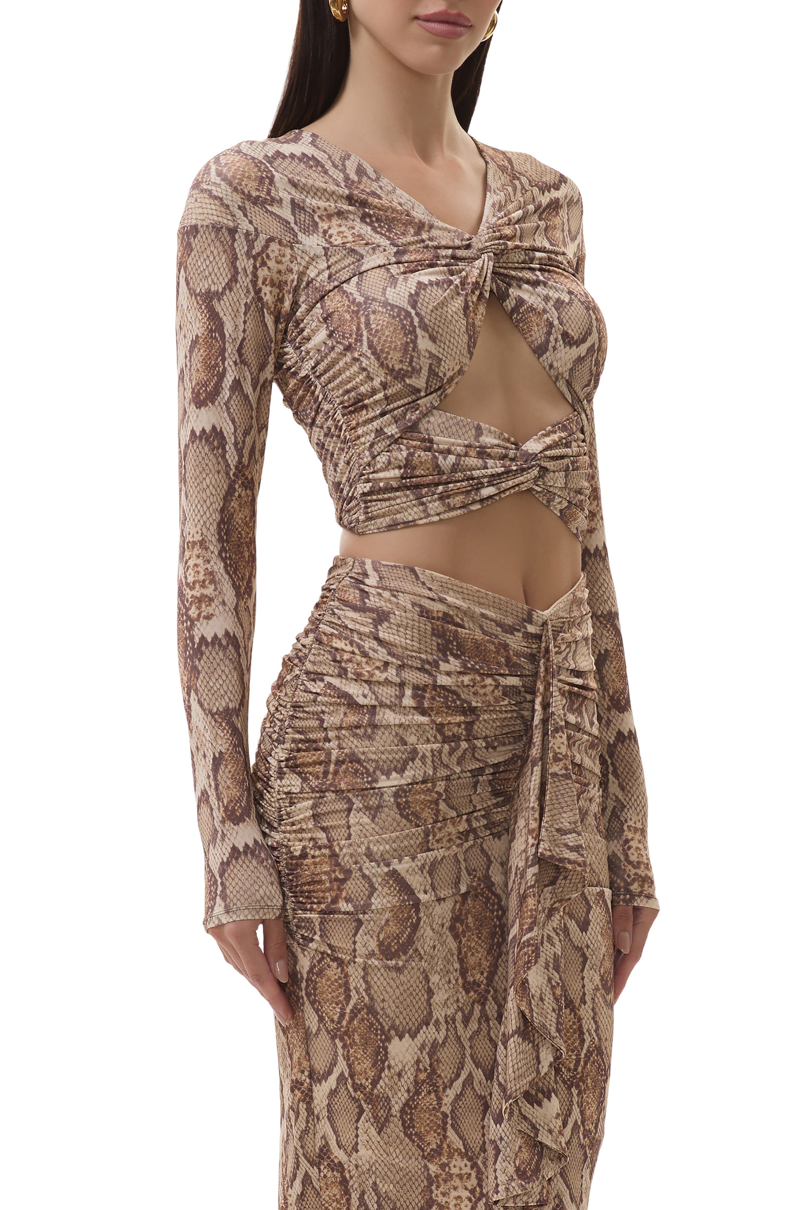 AFRM Whitney Ruched Cutout Crop Top