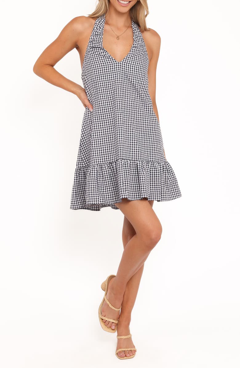 Petal & Pup Samson Gingham Halter Mini Dress, Main, color, 