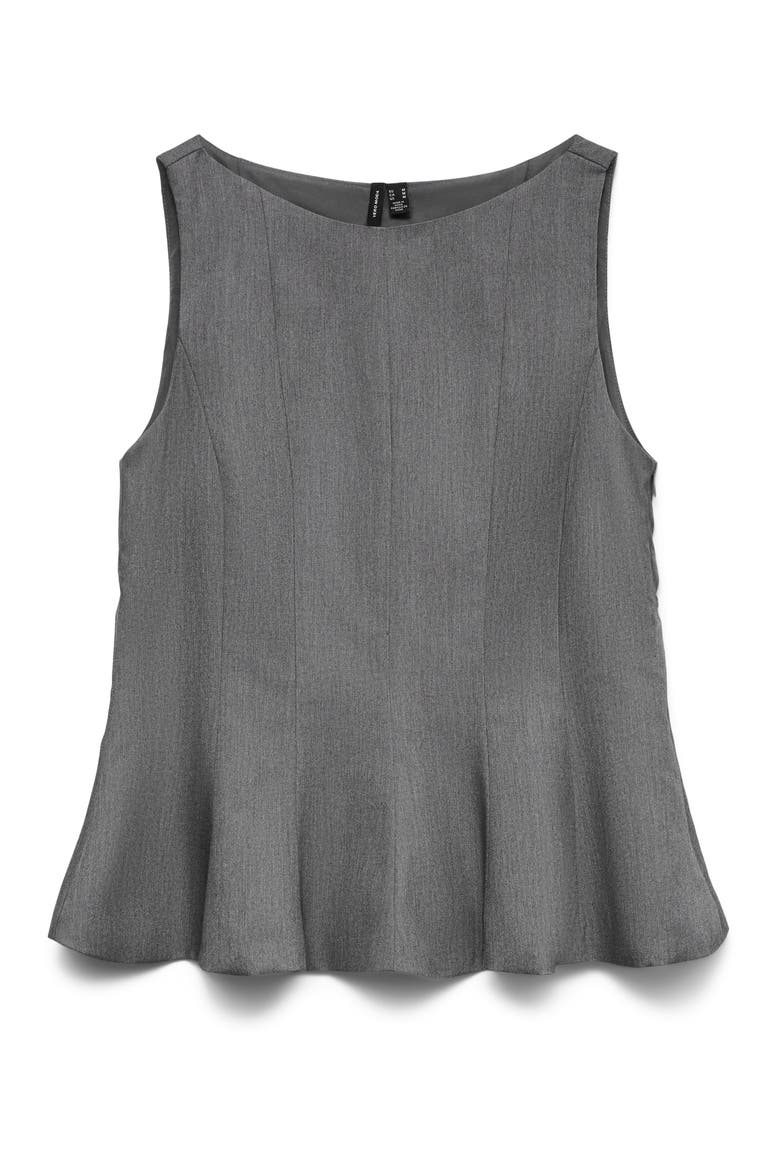 Kimberly Sleeveless Peplum Top, Alternate, color, DARK GREY