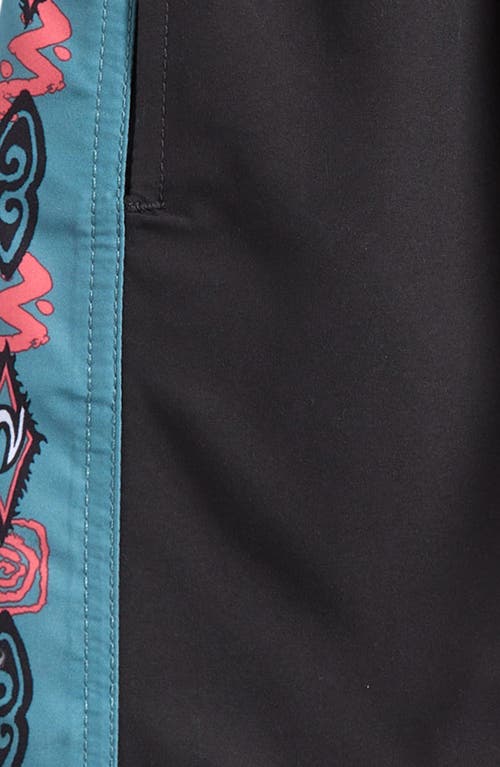Rip Curl Kids' Raw Energy Block Volley Swim Trunks In Washed Black
