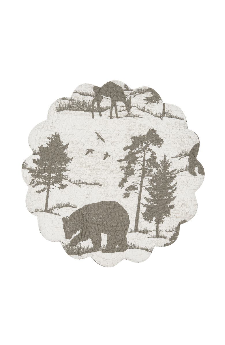 C&F Home Henderson Hideaway Round Woven Reversible Rustic Winter Wilderness Placemats Set of 6, 17", Alternate, color, Beige