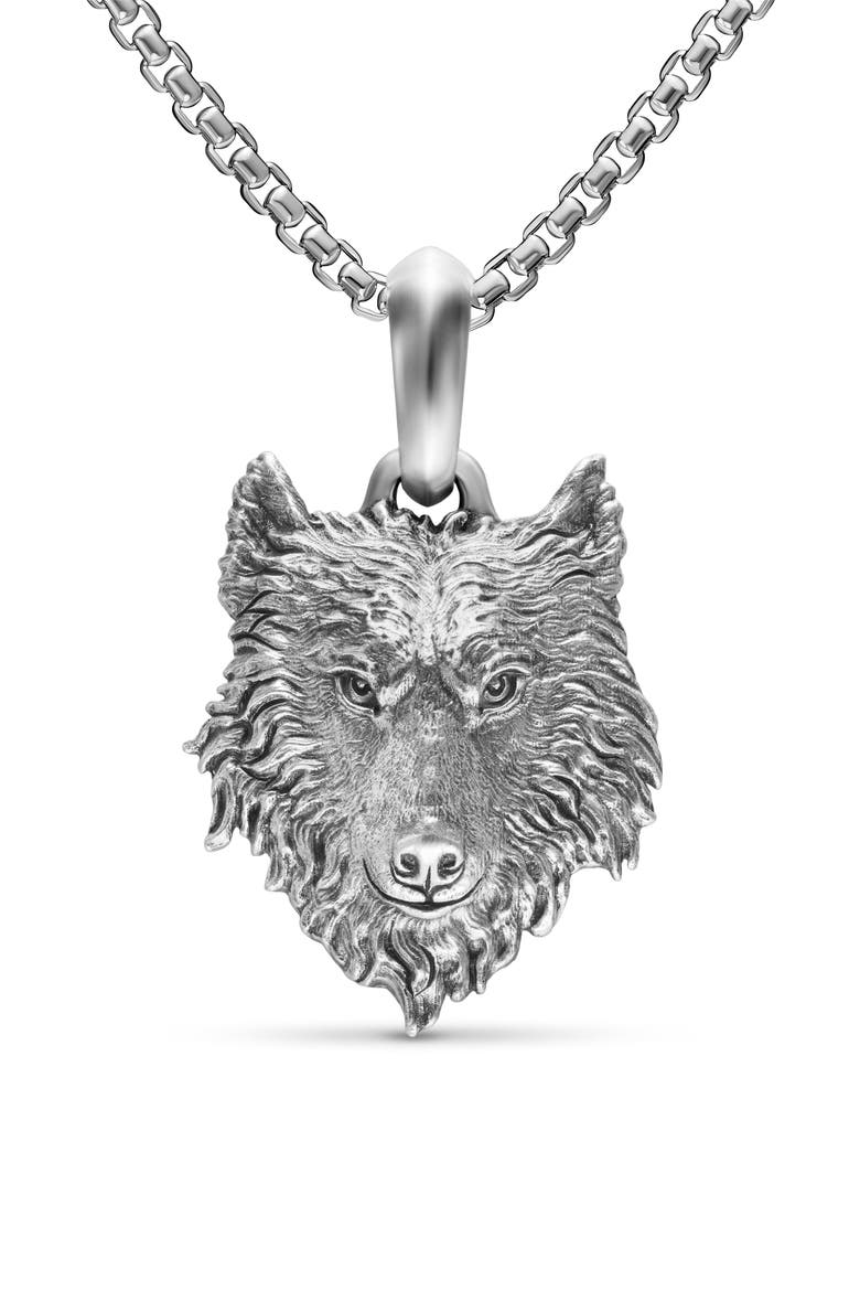Petrvs Sterling Silver Wolf Amulet, Alternate, color, SILVER