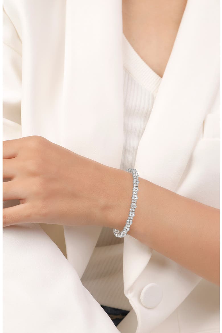 Multi Cluster Cubic Zirconia Bracelet, Alternate, color, PURE PLATINUM/ CLEAR STONE