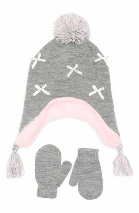 Capelli New York Bow Pompom Trooper Hat & Mittens Set