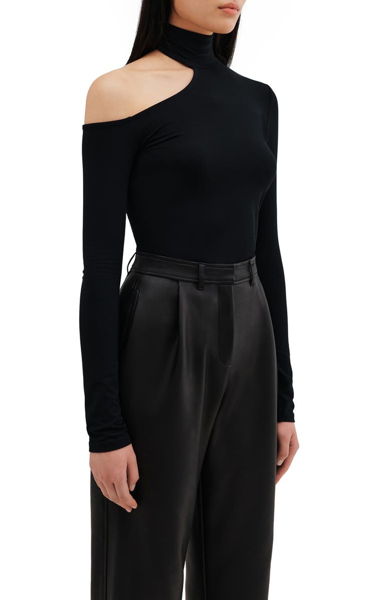Marcella Evan Cutout Turtleneck Top, Alternate, color, Black