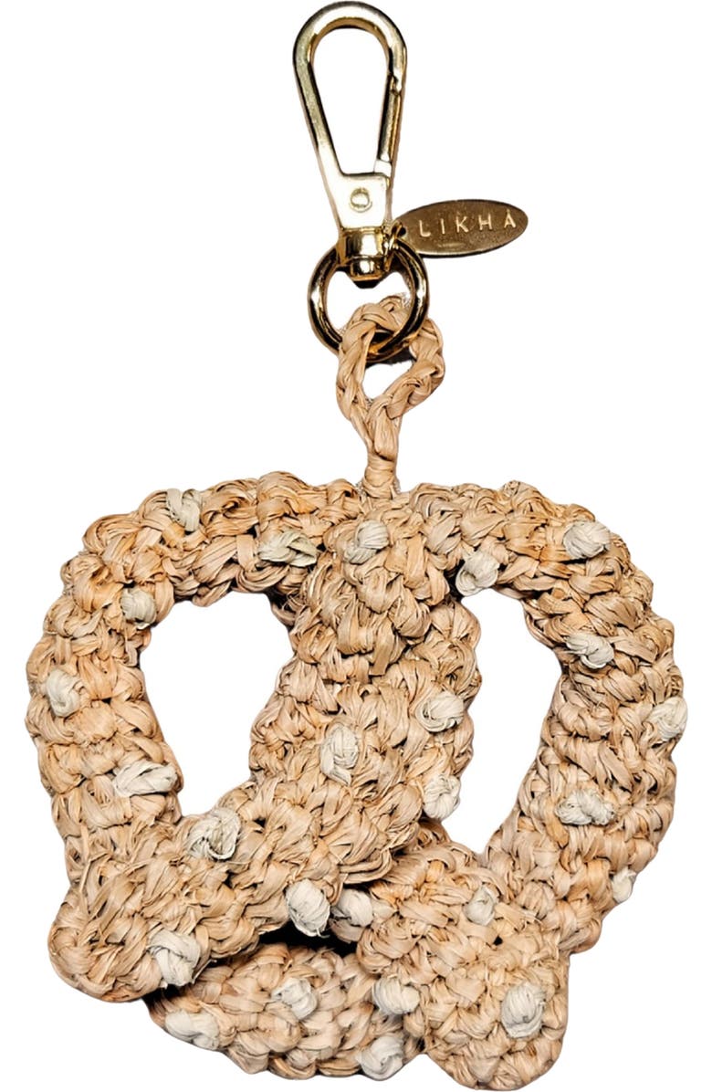 LIKHA NYC Pretzel Raffia Bag Charm, Main, color, Light Brown