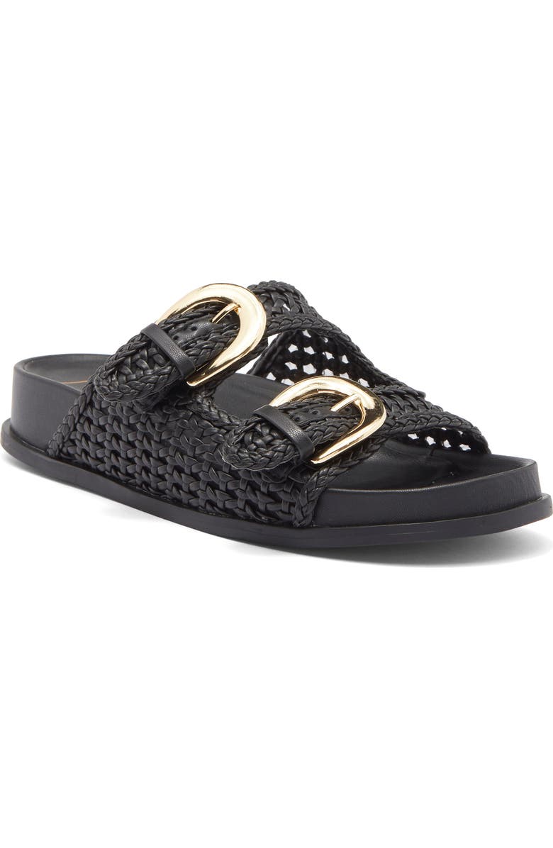 Dolce Vita Sensa Woven Double Strap Slide Sandal, Main, color, Black Stella