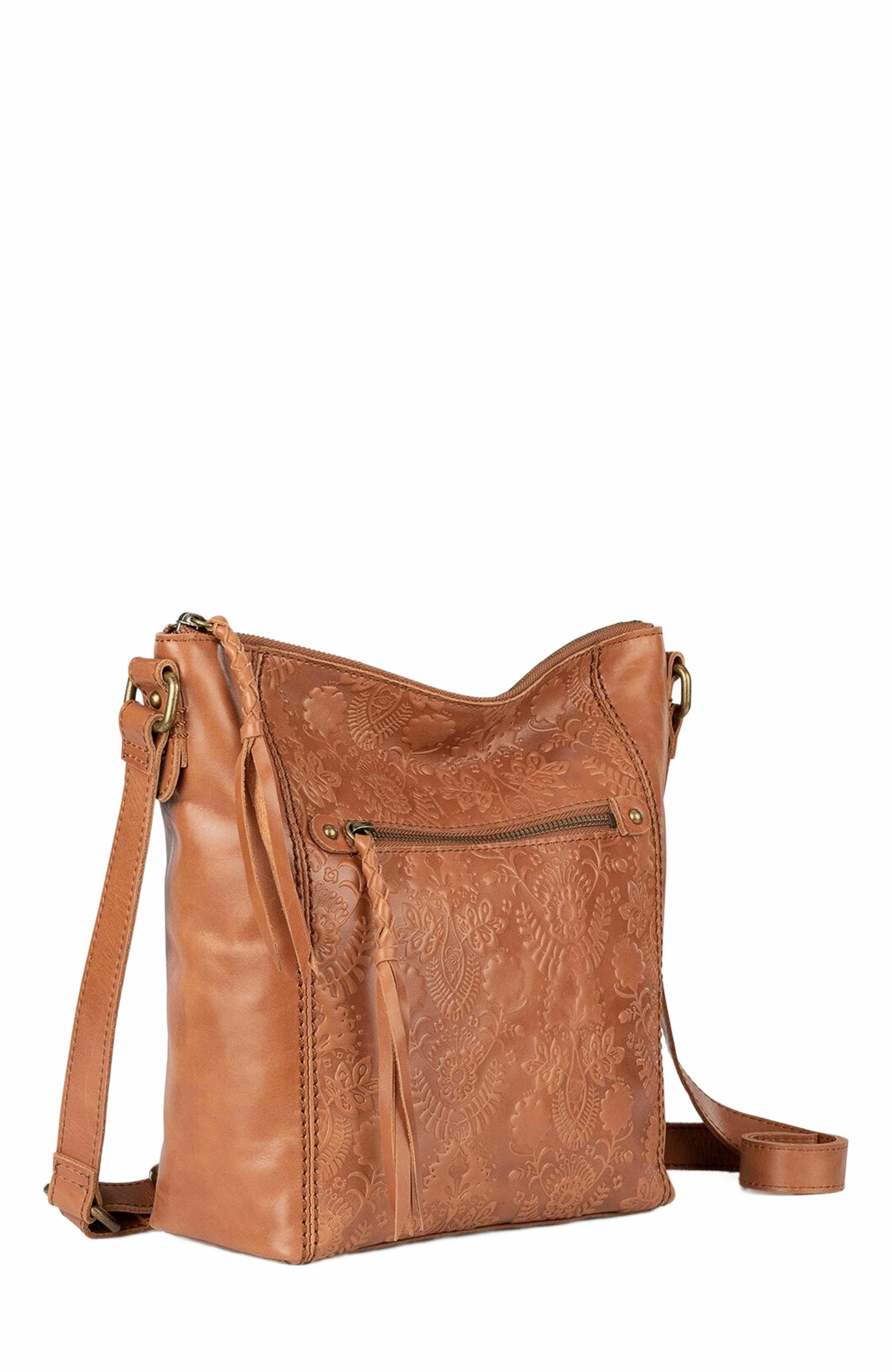 Ashland Leather Crossbody, Alternate, color, Tobacco Floral Emboss