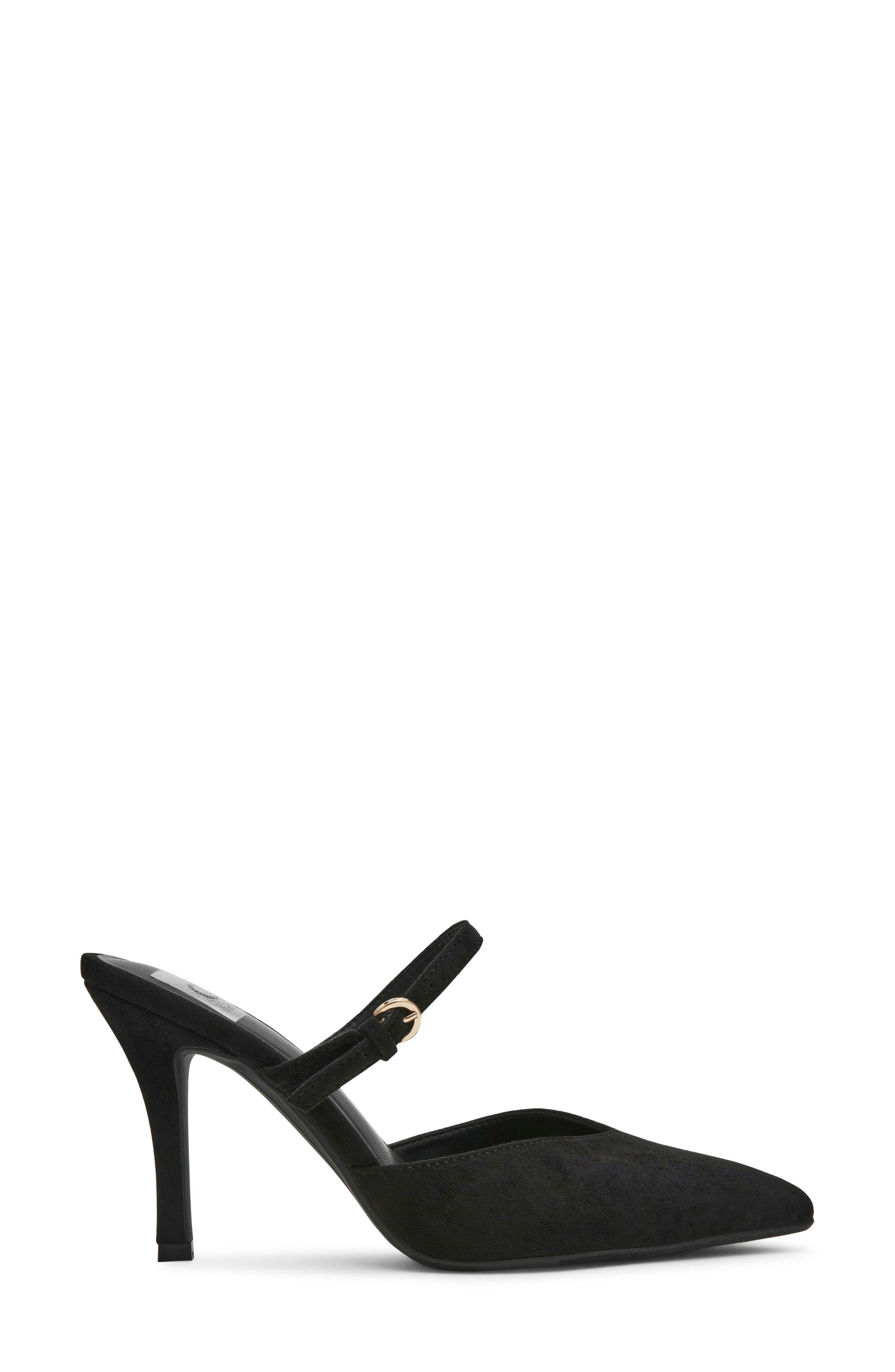 Geanie Pointed Toe Pump, Alternate, color, BLACK FAUX SDE