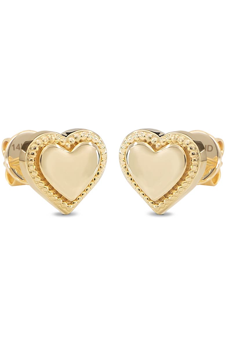 DEVATA Sweet Heart Stud Earrings in 14K Gold, Alternate, color, Yellow Gold