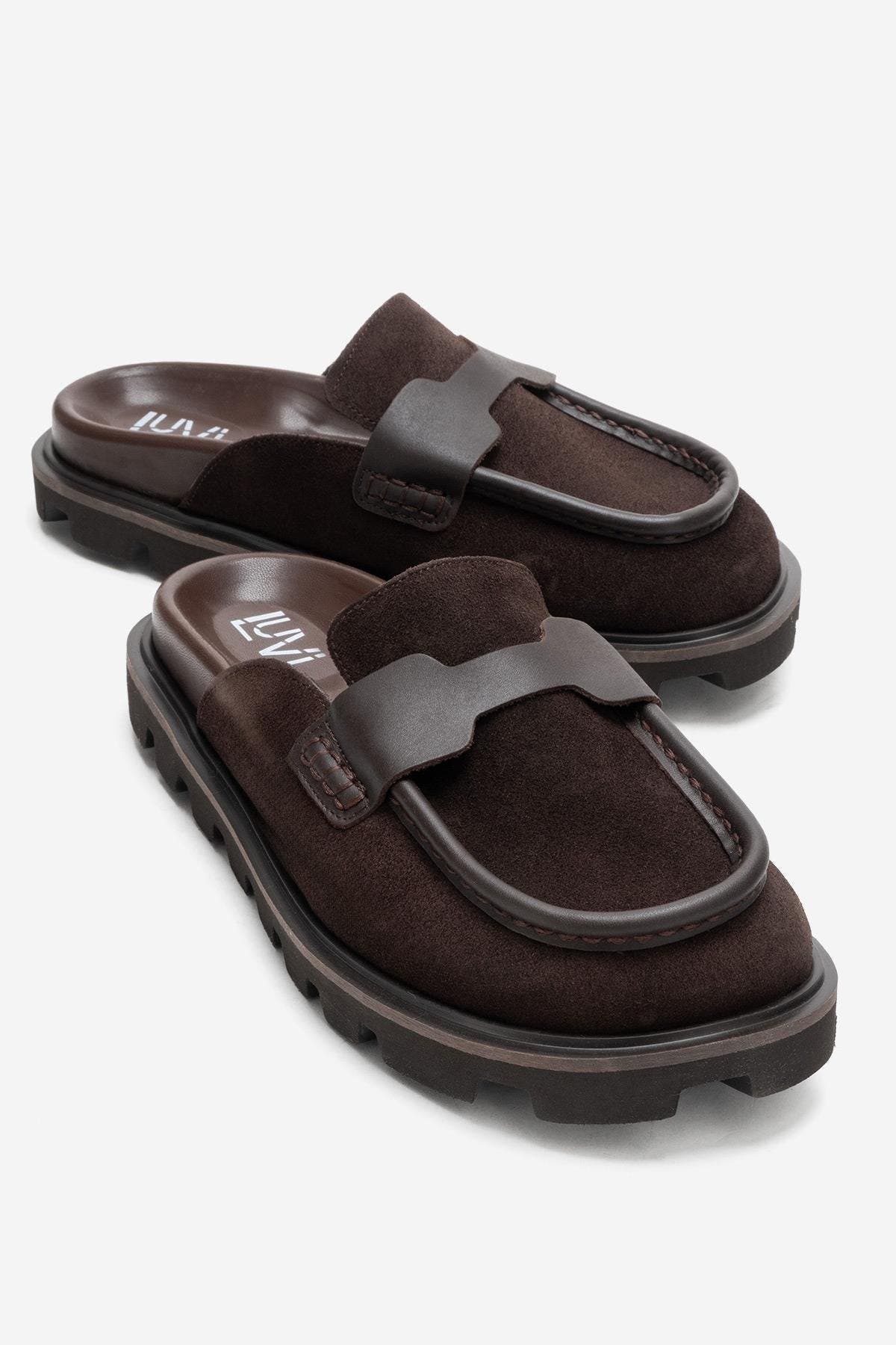 Forever & Always Shoes Vela Leather Slipper, Main, color, Brown Suede