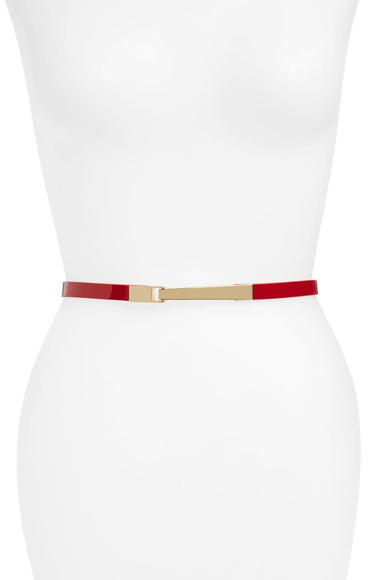 Halogen<sup>®</sup> 'Interlock' Skinny Stretch Leather Belt, Main, color, 