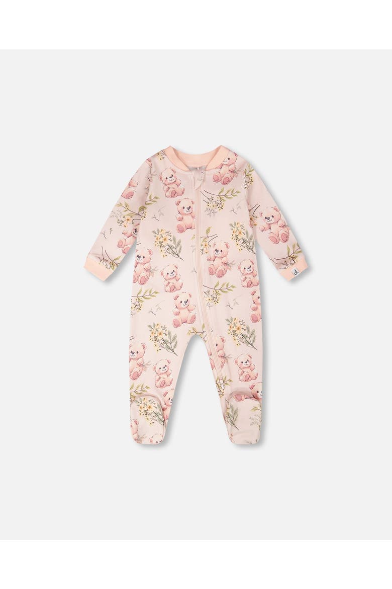Organic Cotton Bear Print One-Piece Pyjama, Main, color, Pale Rose Bear Print