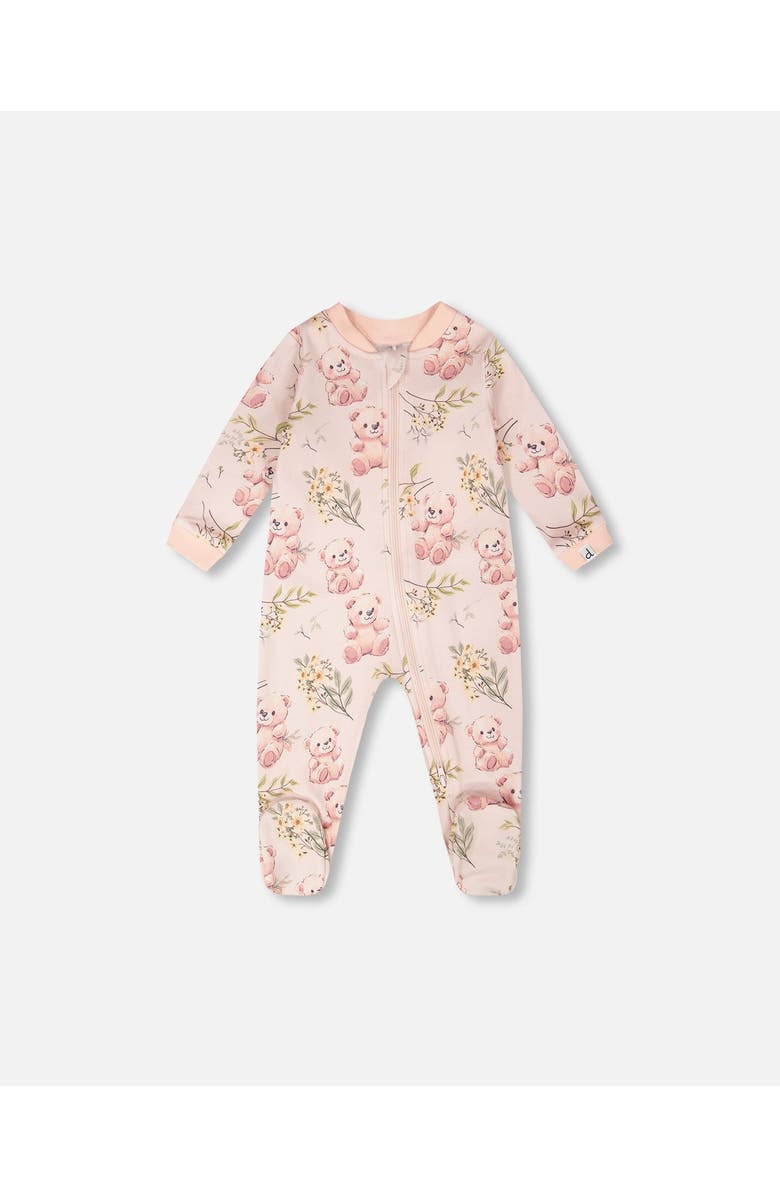 Deux par Deux Organic Cotton Bear Print One-Piece Pyjama, Main, color, Pale Rose Bear Print