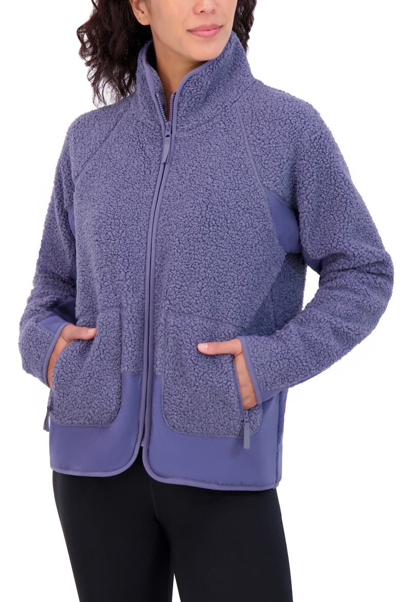 Faux Shearling City Cropped Jacket, Alternate, color, COUNTRY BLUE
