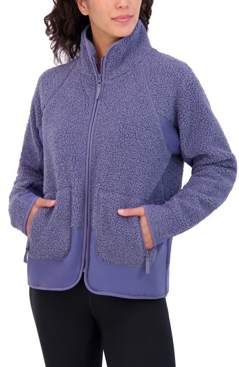 SAGE COLLECTIVE Faux Shearling City Cropped Jacket, Alternate, color, Country Blue