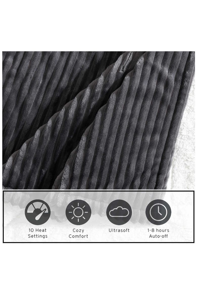 Mountain Valley Faux Shearling Heated Blanket, Alternate, color, DARK GREY