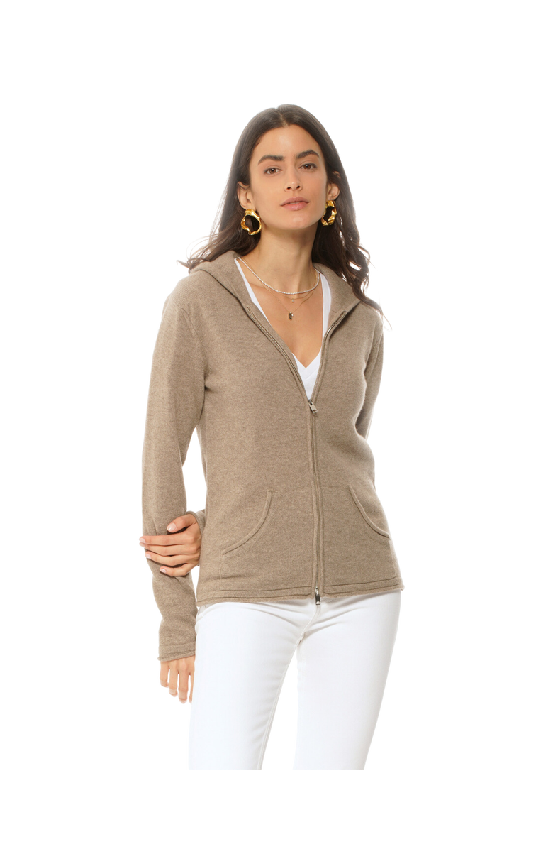Monticelli Cashmere Pure Cashmere Double Zip Hoodie Sweater, Alternate, color, Charcoal