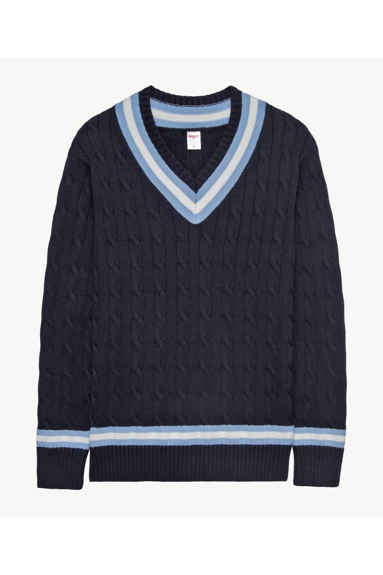 Cable-Knit Sweater, Main, color, Navy Light Blue