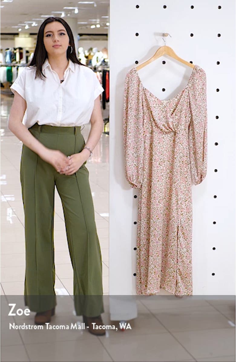 Floral Print Long Sleeve Midi Dress, sales video thumbnail