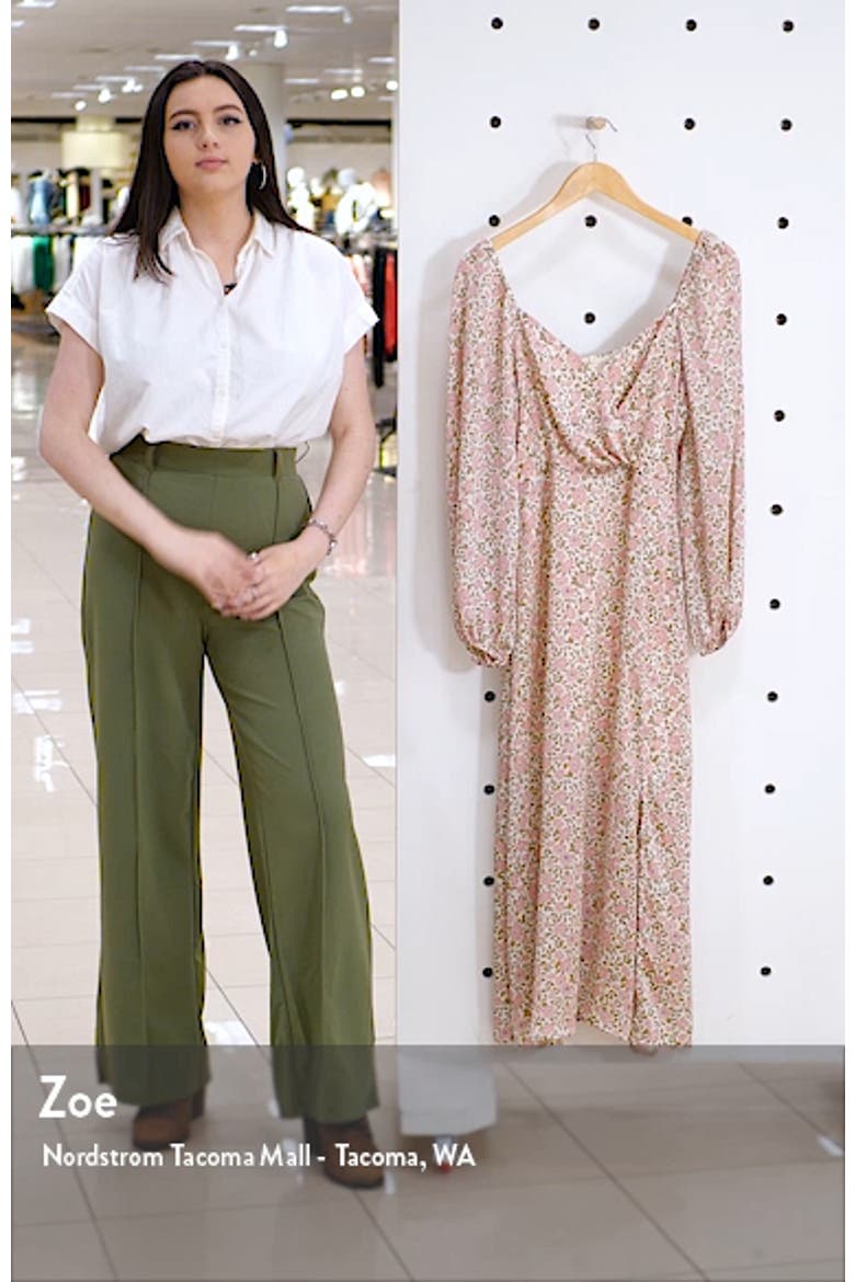 Floral Print Long Sleeve Midi Dress video
