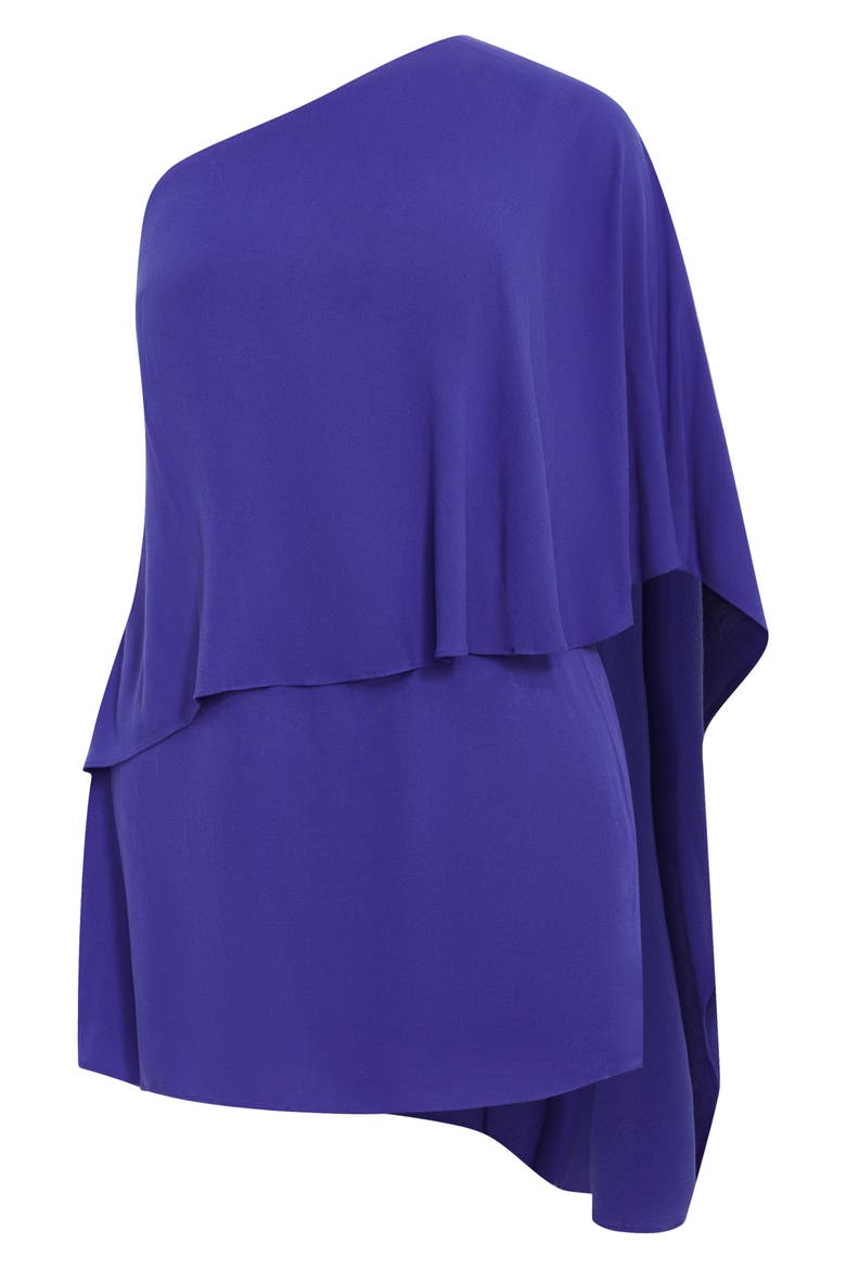 Lily One-Shoulder Cape Dress, Alternate, color, PURPLE