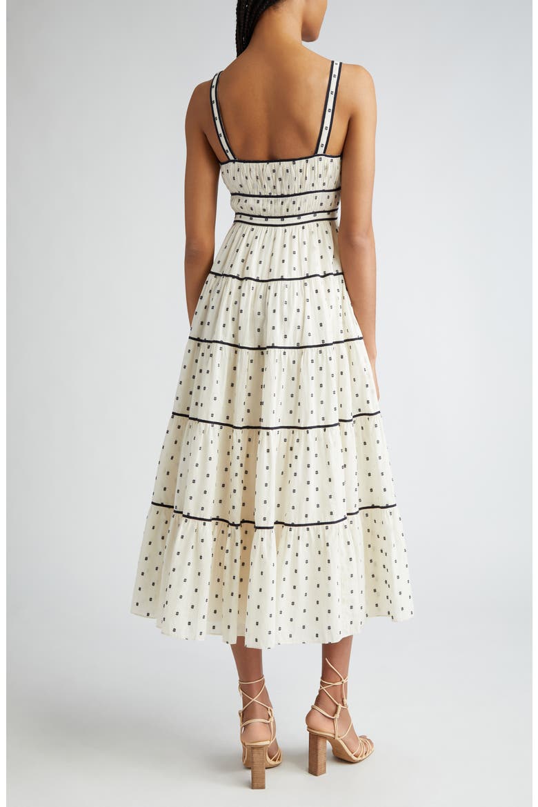 Clemente Abstract Print Tiered Cotton Midi Sundress, Alternate, color, IVORY
