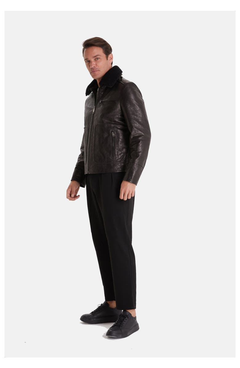 Furniq UK Barnaby Leather Jacket, Alternate, color, Black