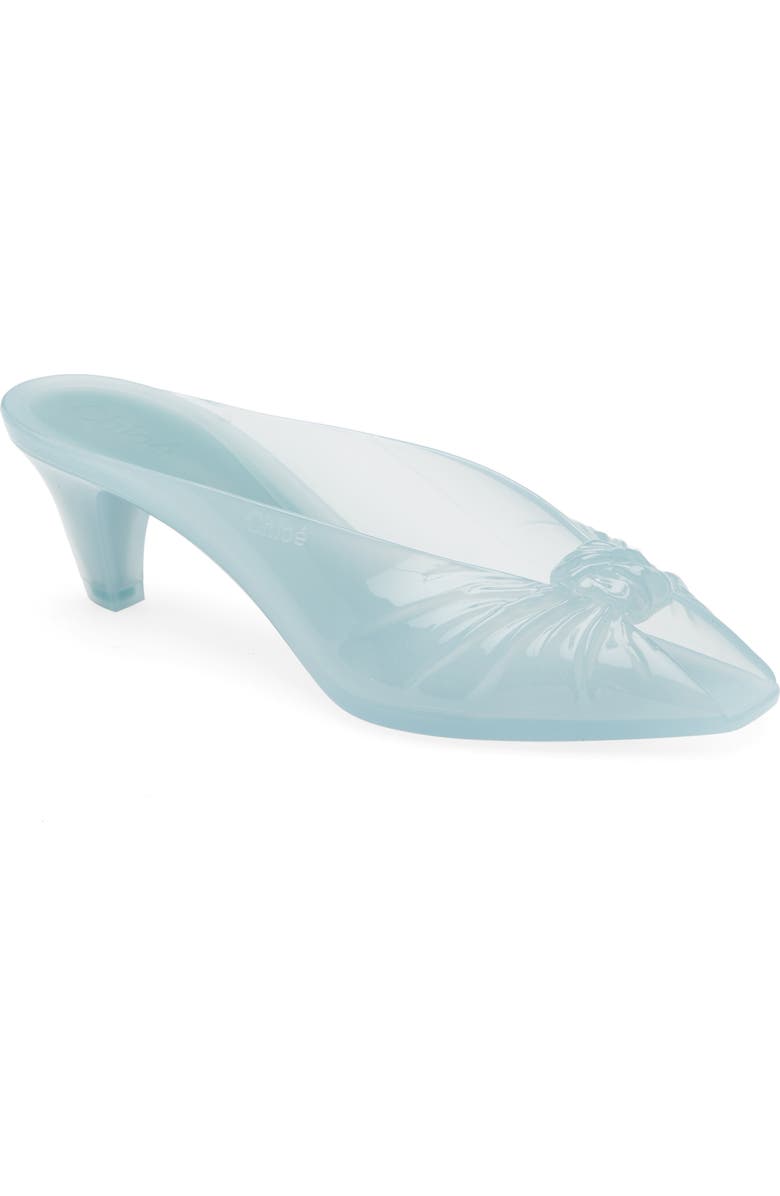 Chloé Jelly Peep Toe Kitten Heel Mule, Main, color, Spearmint