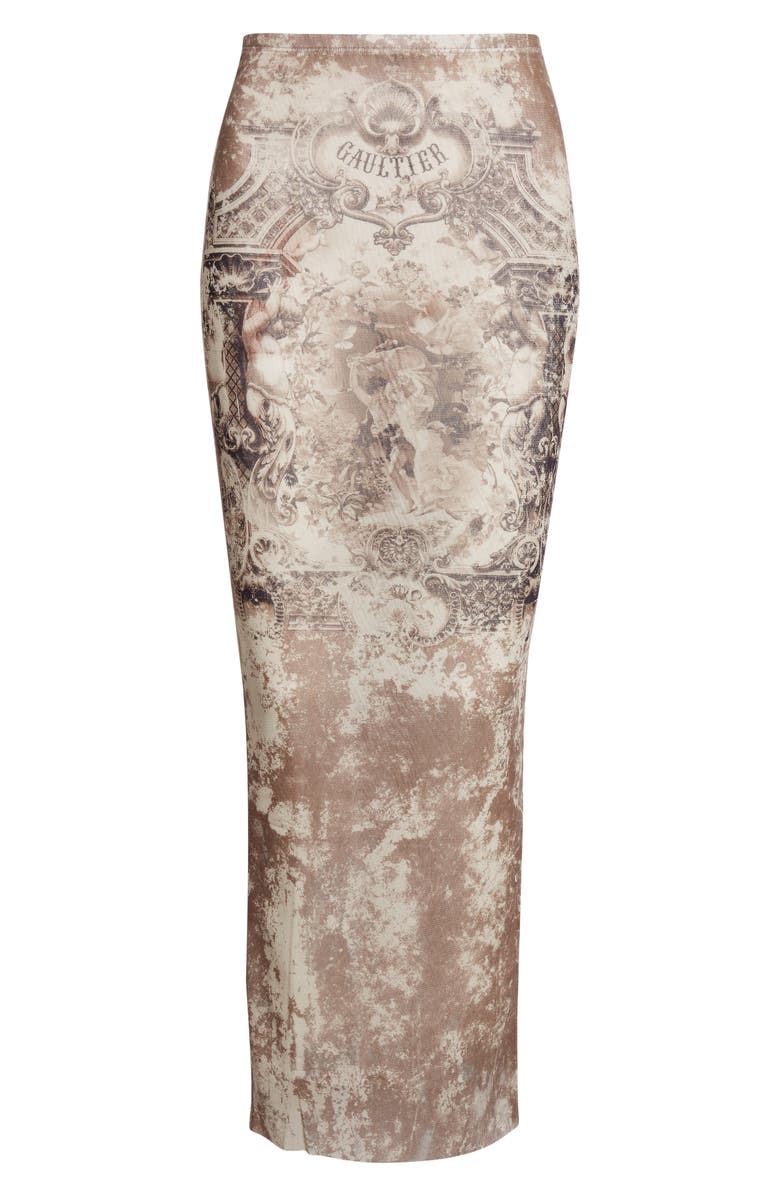 Jean Paul Gaultier Medallion Print Mesh Maxi Skirt, Alternate, color, Light Beige/ Taupe
