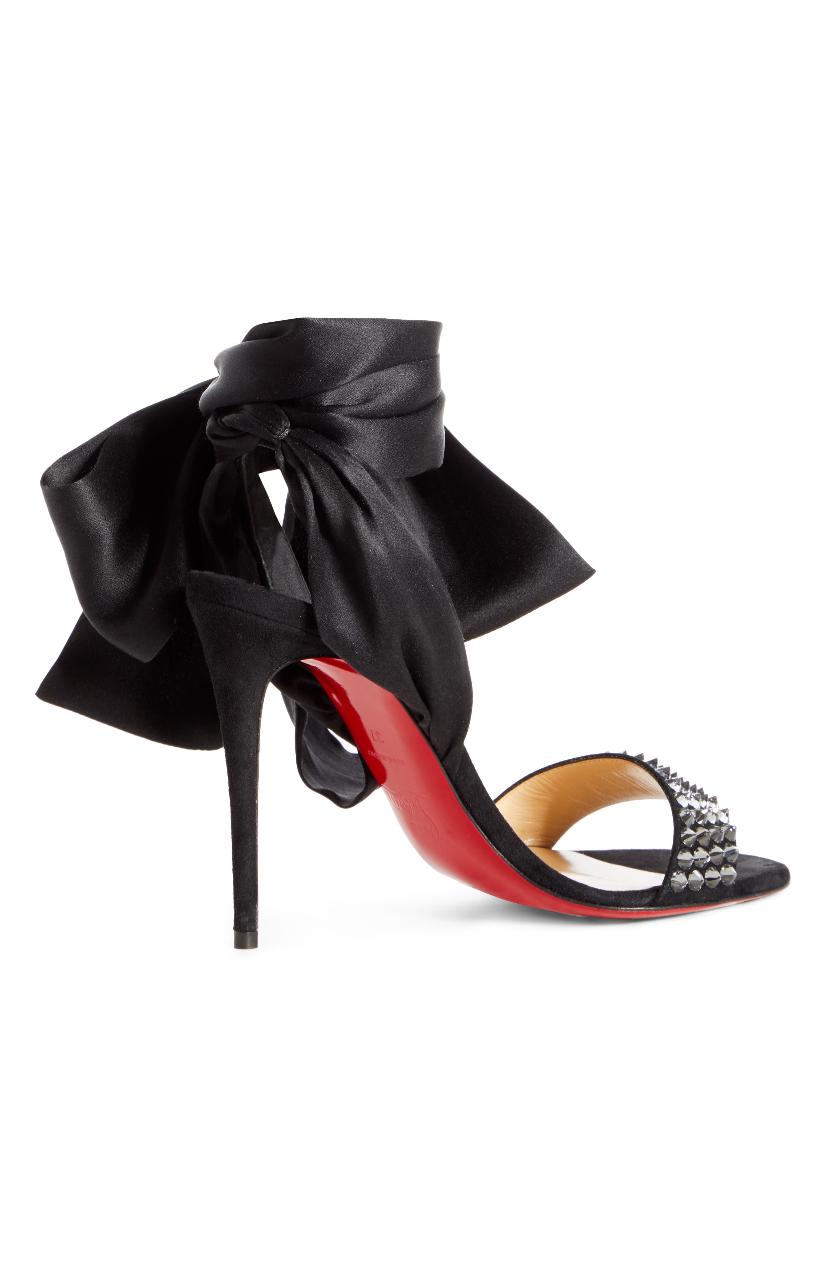 Christian Louboutin Krystal du Desert Spike Ankle Wrap Sandal, Alternate, color, 