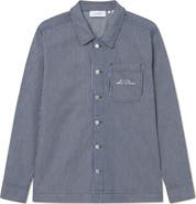 Les Deux Steven Stripe Cotton Graphic Overshirt
