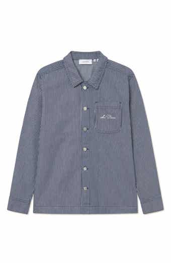 Les Deux Steven Stripe Cotton Graphic Overshirt