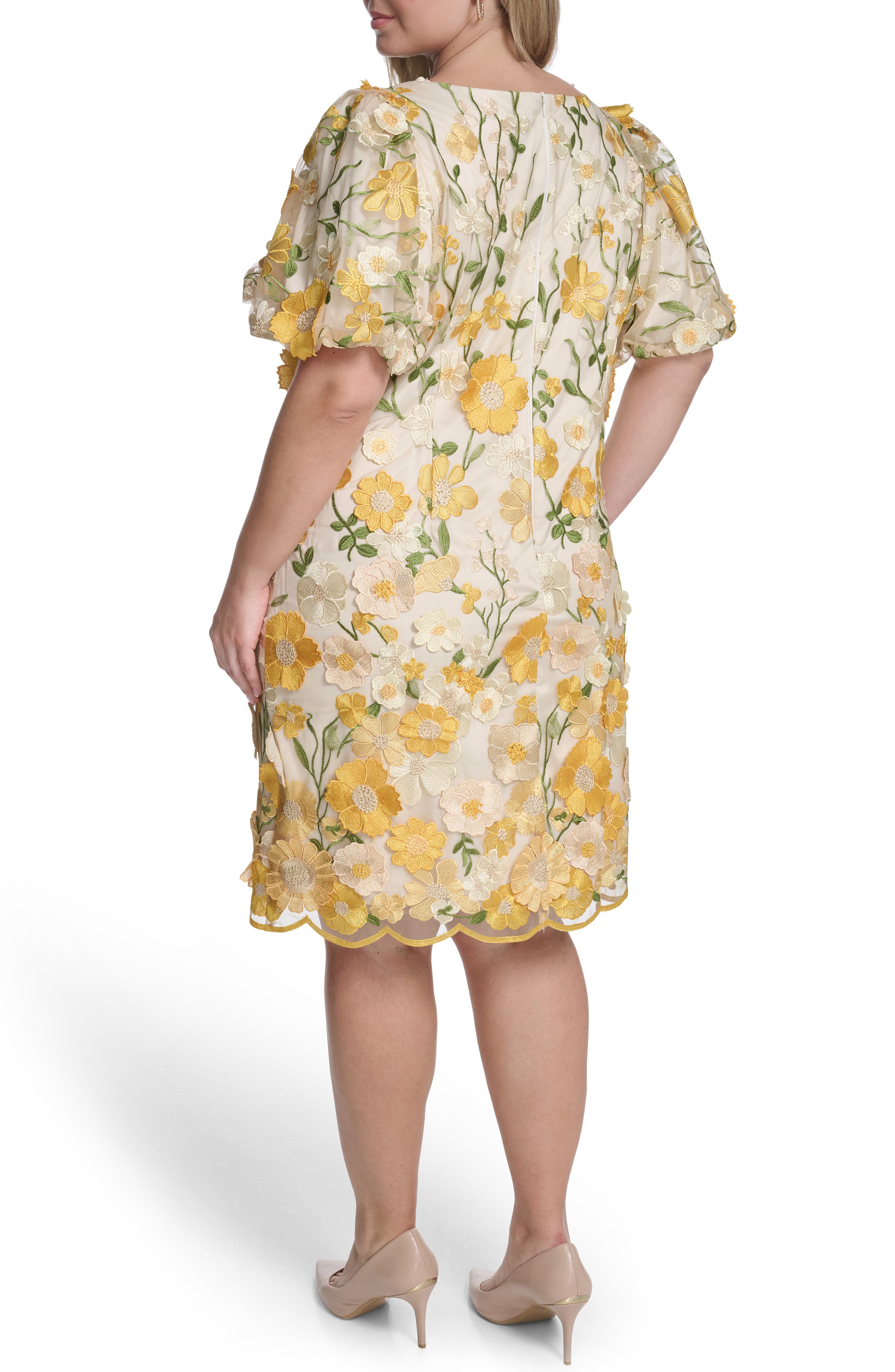 Embroidered Floral Applique Cocktail Dress - image 2