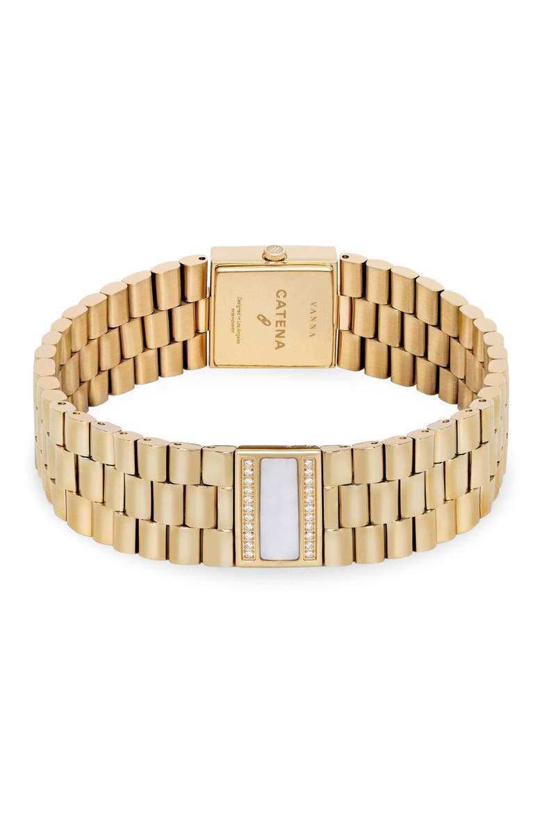 Catena Double-Gemstone Bracelet Watch, Alternate, color, White Pearl-Gold