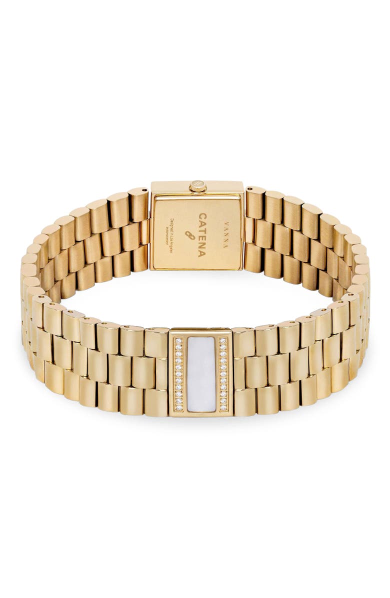 VANNA Catena Double-Gemstone Bracelet Watch, Alternate, color, White Pearl-Gold