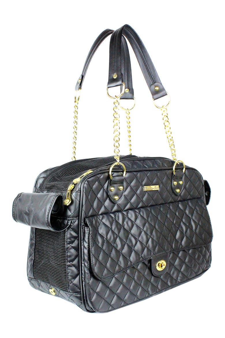 London Quilted Pet Carrier Tote, Main, color, BLACK