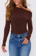 VICI Collection Belle Off the Shoulder Long Sleeve Jersey Top